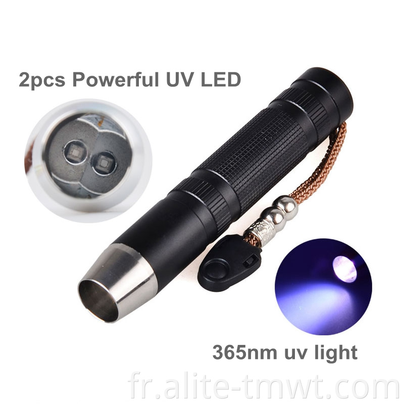 5W White et UV 365nm bijoux LED Torche de lampe de poche